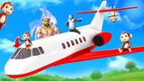 Funny Animals Airplane Ride in Forest | Monkey Rescue from Plane | Cartoon Animals 3D Comedy Videos