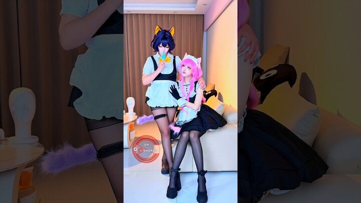 Hiiragi Utena & Sister Gigant  Cute Maid Cat Girl  Mahou Shoujo Ni Akogarete Cos