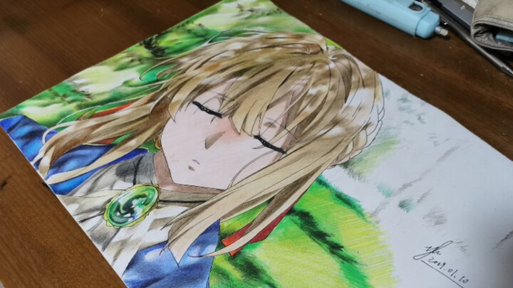 [Violet Evergarden] Vẽ bút chì màu Vịt tím