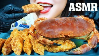 ASMR KOREAN FRIED MANDU AND NORWAY BROWN CRAB EATING SOUND | LINH-ASMR 먹방