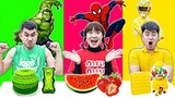 Hà Sam Thử Thách Ăn Theo Màu Sắc Của Người Nhện Spider Man, Người Khổng Lồ Xanh Hulk, Siêu Nhân Vàng