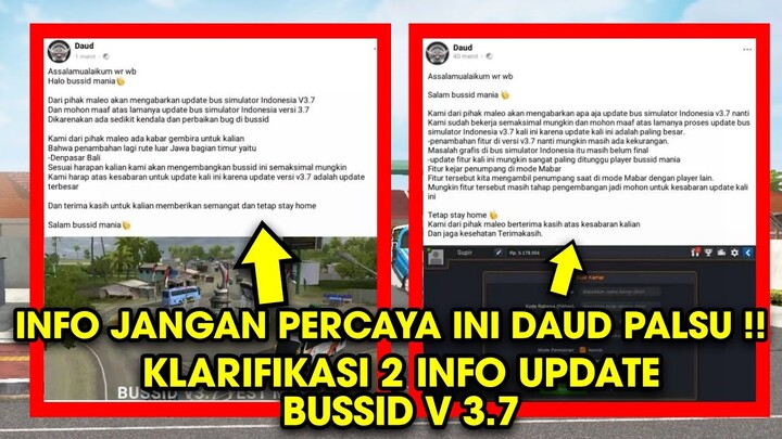 Jangan Dipercaya Maleo Palsu !! Info Update BUSSID V 3.7 Dari Maleo Palsu Klarifikasi