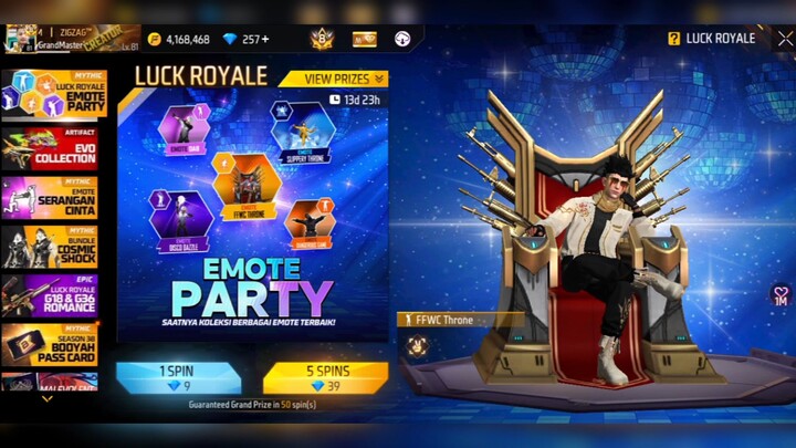 Spin Emote party Luck royale ff ‼️