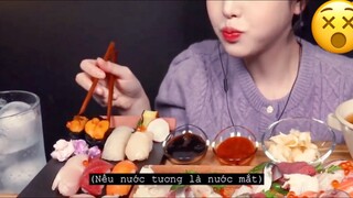 Mukbang một bàn sushi đủ loại #mukbang