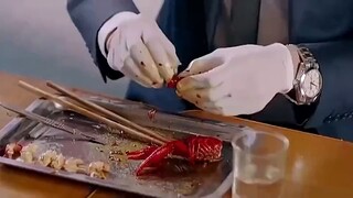 Using a scalpel to cut crayfish and eat them? Ya, too yay!