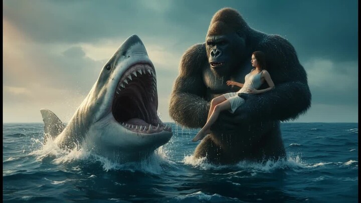 Kong saves girl from giant shark in the open sea ｜ Ultimate survival instinct