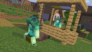 Zombie Girl food eating at the shop - minecraft animation