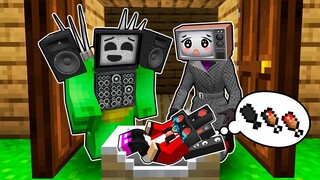 JJ are ORPHANED? TV WOMAN  and MIKEY TV MAN TITAN saved the baby in Minecraft - Maizen