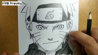 ASMR drawing Naruto ... VERY EASY ,, how to draw NARUTO manga from japan