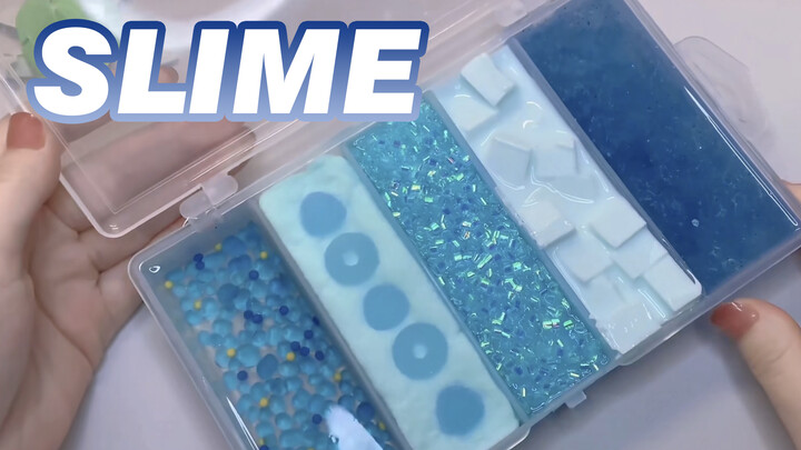 Thủ công|Chơi một khối slime màu xanh lam