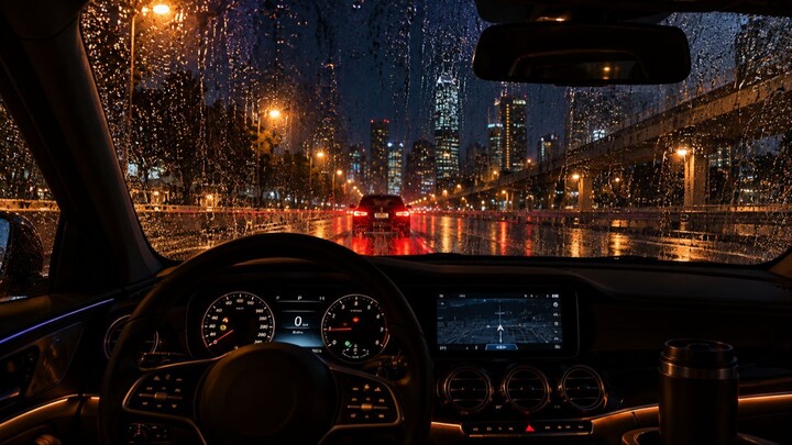 Chuva Forte no Carro à Noite 🌧️ para Dormir | Rain on Car for Sleep