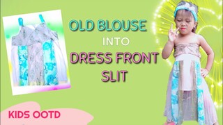 DIY Transforming Old Blouse into Dress Front Slit 🌟/ Old Clothes / Easy Tutorial Diy Kids