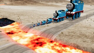 Small & Giant Thomas the Tank Engine vs Lava River | BeamNG.Drive