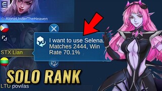 SOLO RANK SELENA 70% WIN RATE | Lian TV | Mobile Legends