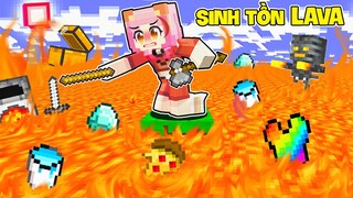 GẤU MORA THỬ THÁCH 24H CẮM TRẠI SINH TỒN TRÊN LAVA 1000 ĐỘ TRONG MINECRAFT