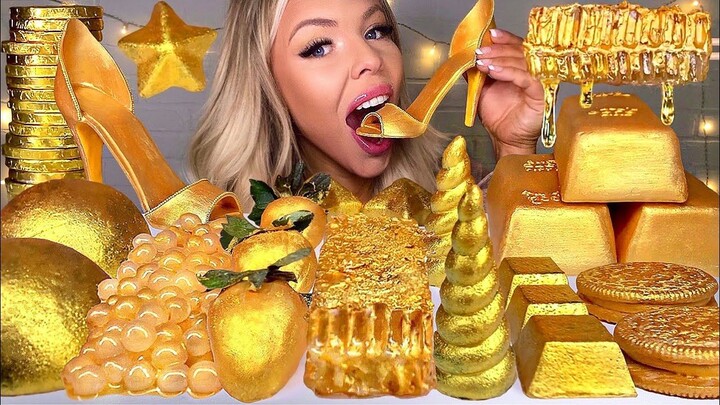 ASMR EDIBLE GOLD BARS, 24 KARAT GOLD HONEYCOMB, EDIBLE STILETTO, UNICORN HORN,