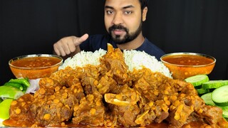 HUGE SPICY DAL MUTTON GOSHT, MUTTON GRAVY, RICE, SALAD, CHILI, LEMON, ONION ASMR MUKBANG EATING SHOW