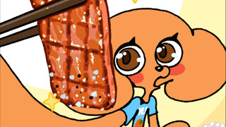 Animasi orisinal | Anak anjing hari ini makan barbekyu!