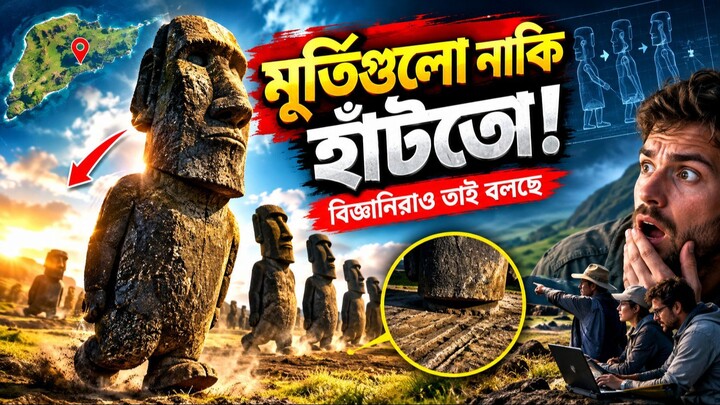 ৮০ টনের পাথরের মূর্তি হেঁটে এলো?! ইস্টার আইল্যান্ডের মোয়াই রহস্যের নতুন উত্তর 😮