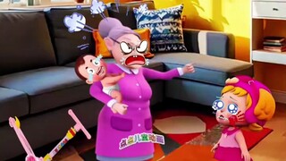 My brother accidentally fell off the sofa! Grandma thought it was Duoduo who pushed him and slapped 