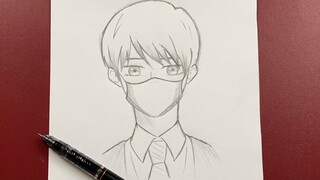 Easy anime drawing | how to draw a boy wearing a mask