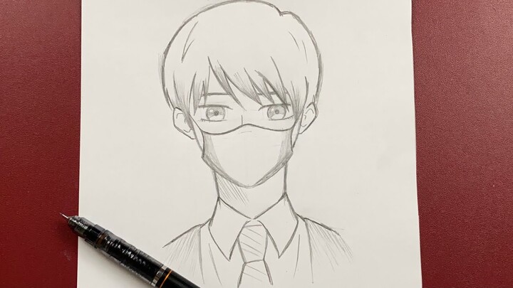 Drawing Anime Female Mask Anime manga monochrome boy png  PNGWing