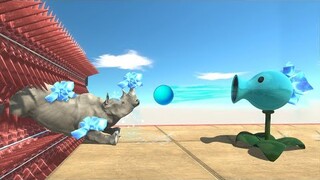Ice Peashooter Push Animals into Grinders - Animal Revolt Battle Simulator