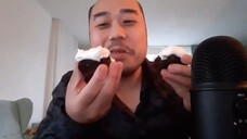 ASMR Eating Brownie Salted Caramel Fudge & Whipped Cream + Finger Licking