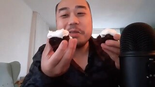 ASMR Eating Brownie Salted Caramel Fudge & Whipped Cream + Finger Licking