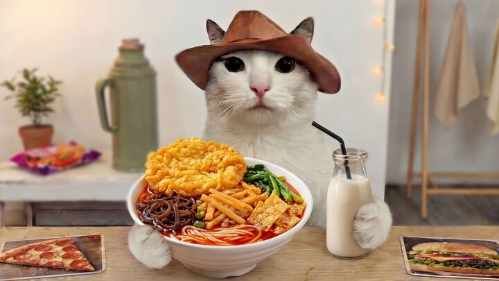 Mèo ăn gì thế này? (Bún ốc làm Mí ngất vì mùi hôi! Không, đợi đã, sao mà thơm thế nhỉ!)