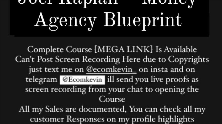 Joel Kaplan - Money Agency Blueprint course is available at low cost intrested persons DM me