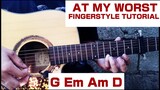 Fingerstyle Tutorial | At My Worst | Pink Sweat$ | Easy Chords | Step by Step