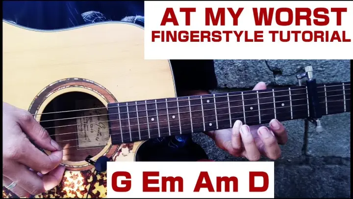 Fingerstyle Tutorial | At My Worst | Pink Sweat$ | Easy Chords | Step by Step