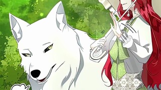 The crazy white wolf stepped on the mistress and bit her mouth