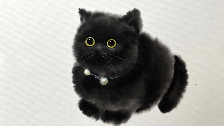 วาดลูกถ่านดำ แมวจีน ขั้นตอนการวาด