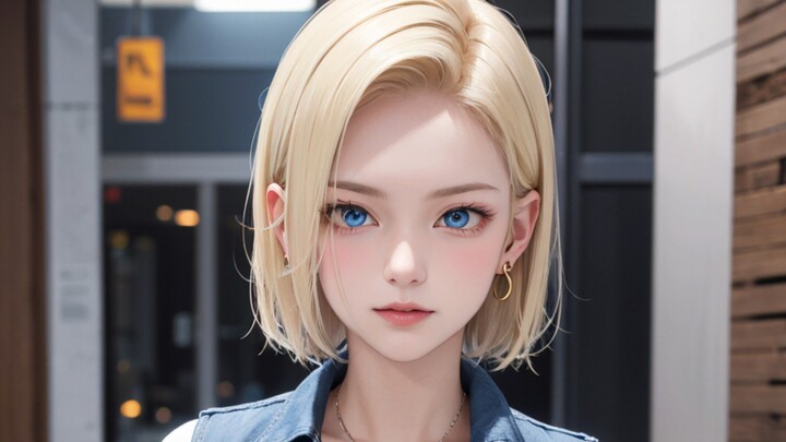 ดราก้อนบอล Android No. 18 (2) |. ภาพวาด AI (พร้อมแพ็คเกจภาพต้นฉบับ)