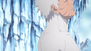 Naruto in the middle of the glacial mountains.