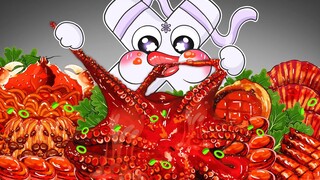 ASMR Mukbang | Korean Food: Fire Noodle & Spicy Seafood | Alphabet Lore But Something Is Weird