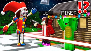 Winter Pomni vs Security House JJ and MIKEY at Christmas Night - Minecraft Maizen