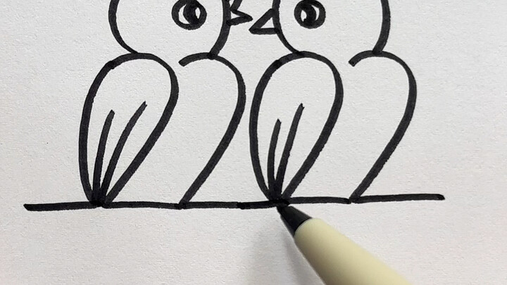 วาดรูปนกตัวเล็กด้วยเลข 2 สี่ตัว ง่ายจริงๆ～