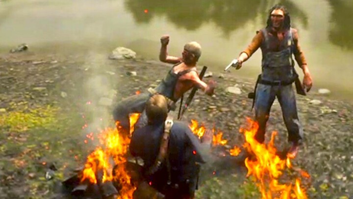[Red Dead Redemption 2] Camping when bad guys threaten you—what happens if you set the camp on fire 
