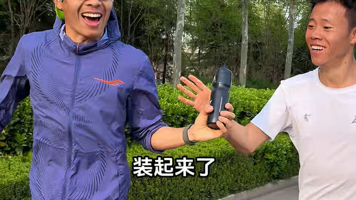Taking Xiao Zhao for a run #QingdaoMarathon – pre-race intensity session; little bro’s still too gre