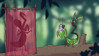 这螳螂怎么还带着根“面条”？