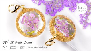 【UV レジン】ドライフラワーを使って、DIYブレスレットチャーム〜♪ UV Resin - DIY Bracelet Charm with Dried Flower.