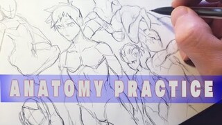 Drawing Anime Anatomy Practice | Sketchbook Drawing - Anime Manga Sketch