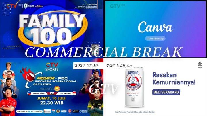 GTV HD (Indonesia) Commercial Break during NF 100 - 2026/07/10 19.26-20.29 WIB