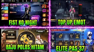 FREE FIRE!! BOCORAN SKIN TINJU FIST K.O NIGHT, SKIN BAJU POLOS HITAM BLACK TURTLENECK, TOP UP BONUS