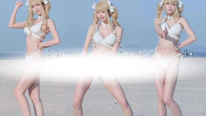Portrait-mode all-white bikini chocolate cream♡ Though it’s just a short clip