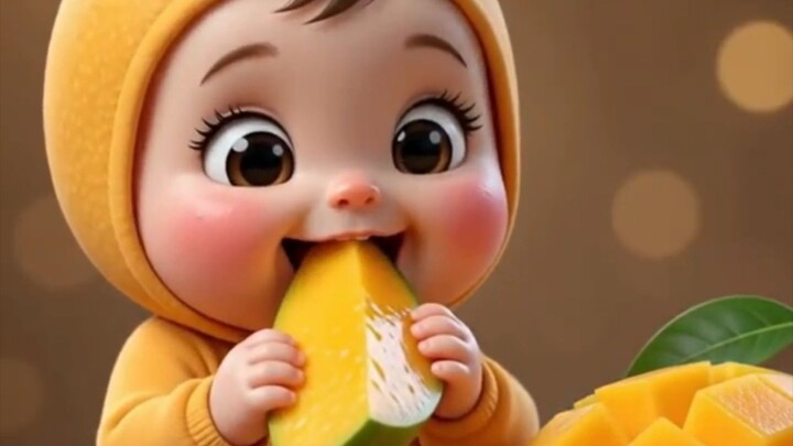 Cutest Mango Baby Eating Juicy Mango 🥭 | 3D AI ASMR Animation#shorts