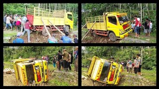 Truk T3rguling Di Sawah Untung Di Bantu Warga